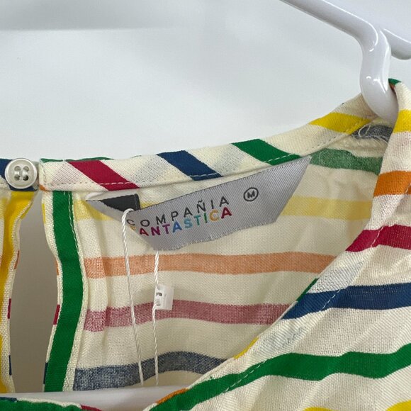 NWT Compania Fantastica Short Sleeve Striped Crop Top Womens Medium - Picture 3 of 8